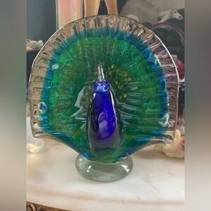 Vintage Heavy Peacock Paperweight